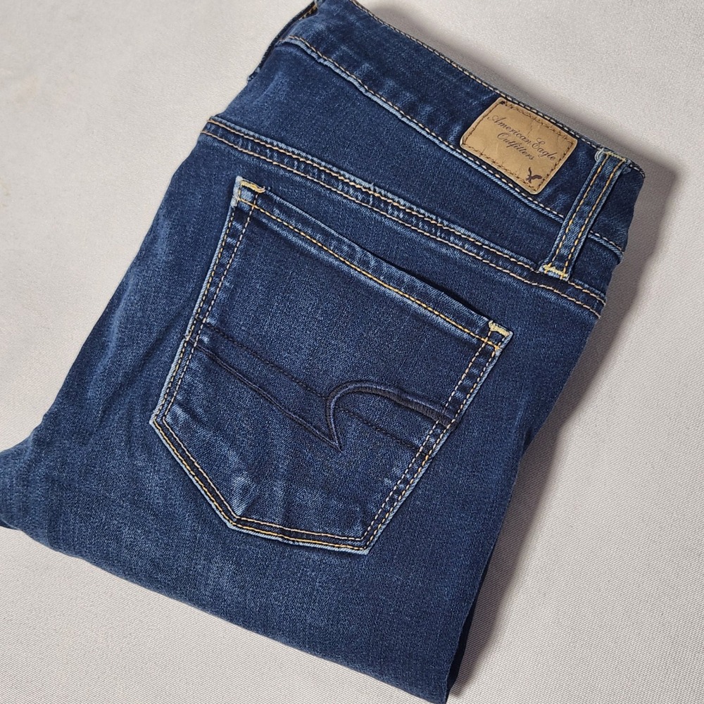 American Eagle Super Stretch Skinny Jeans Womens‎ 6 Long Dark Wash Indigo Denim